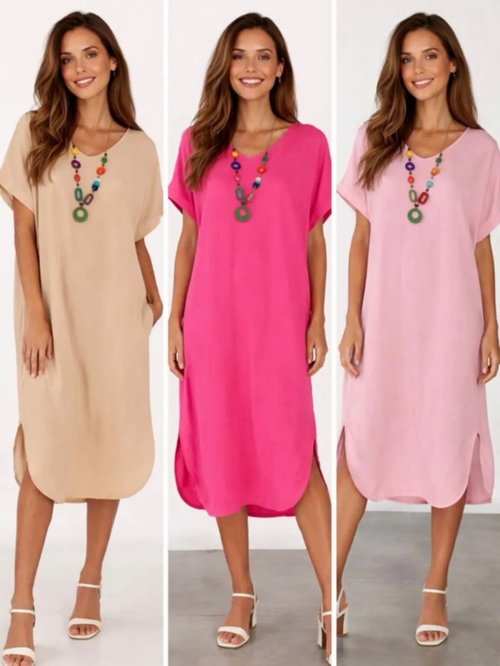 MADE IN ITALY Flowy V-Neck Midi Dress